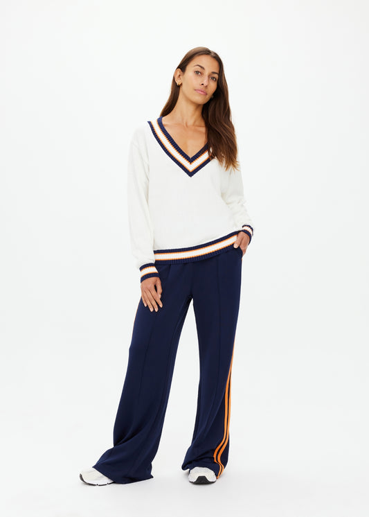 Josette V Neck Sweater - White