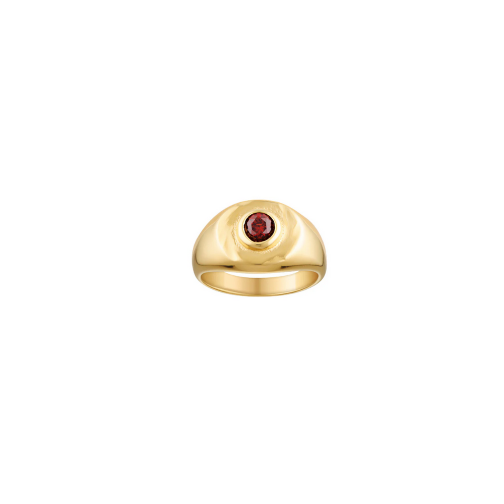 Heritage Signet Pinky Ring - Garnet