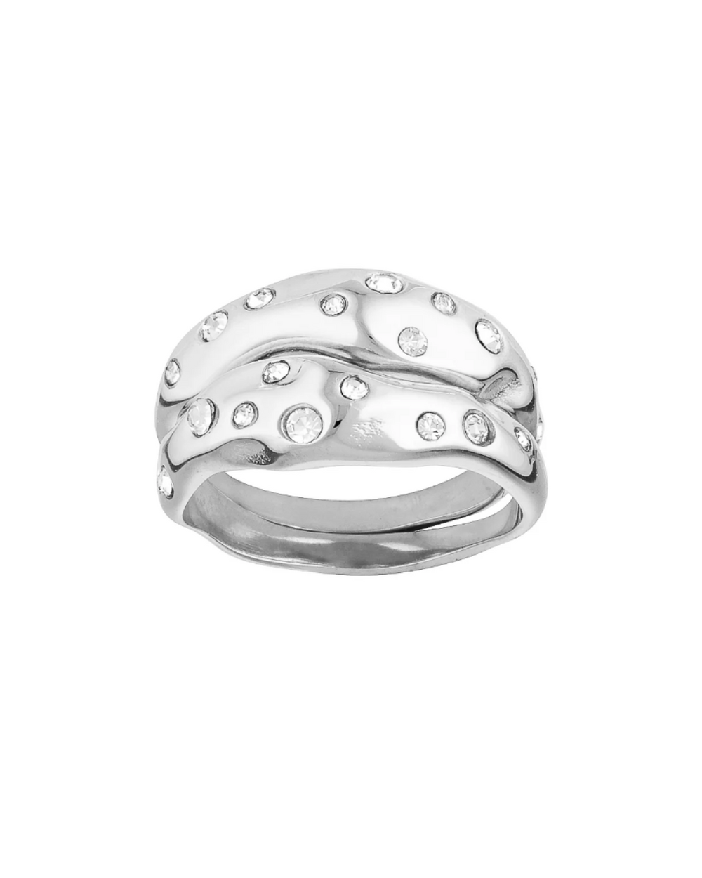 Mali Ring Set - White Gold/Clear