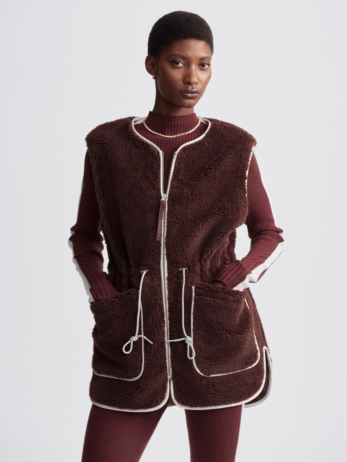 Kestrel Sherpa Gilet - Red Chocolate