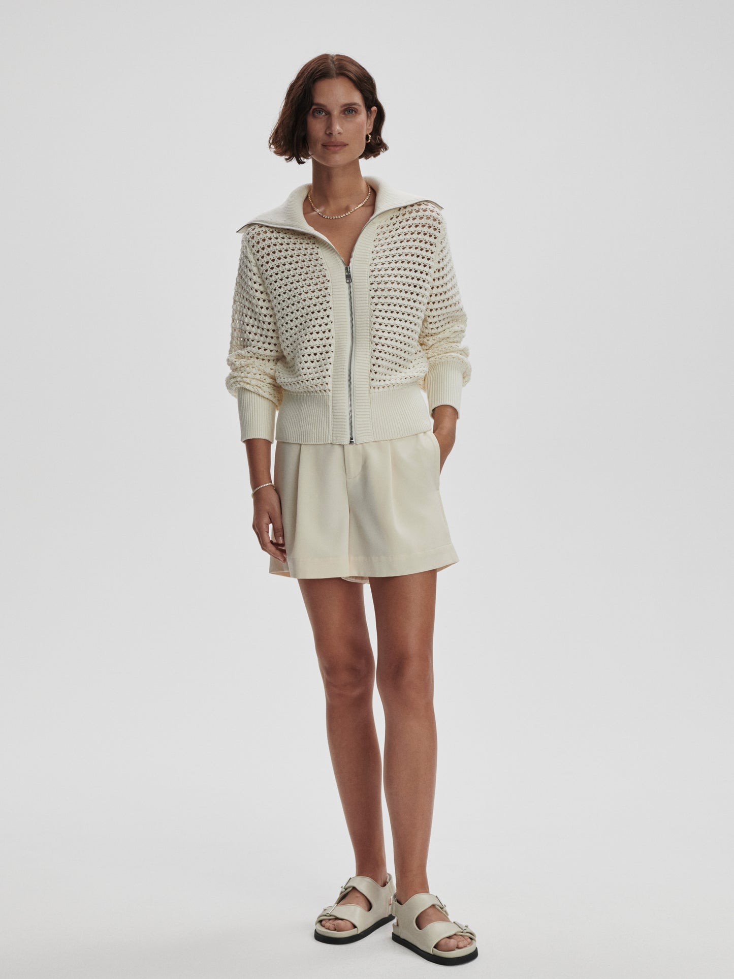 Eloise Full Zip Knit - Egret