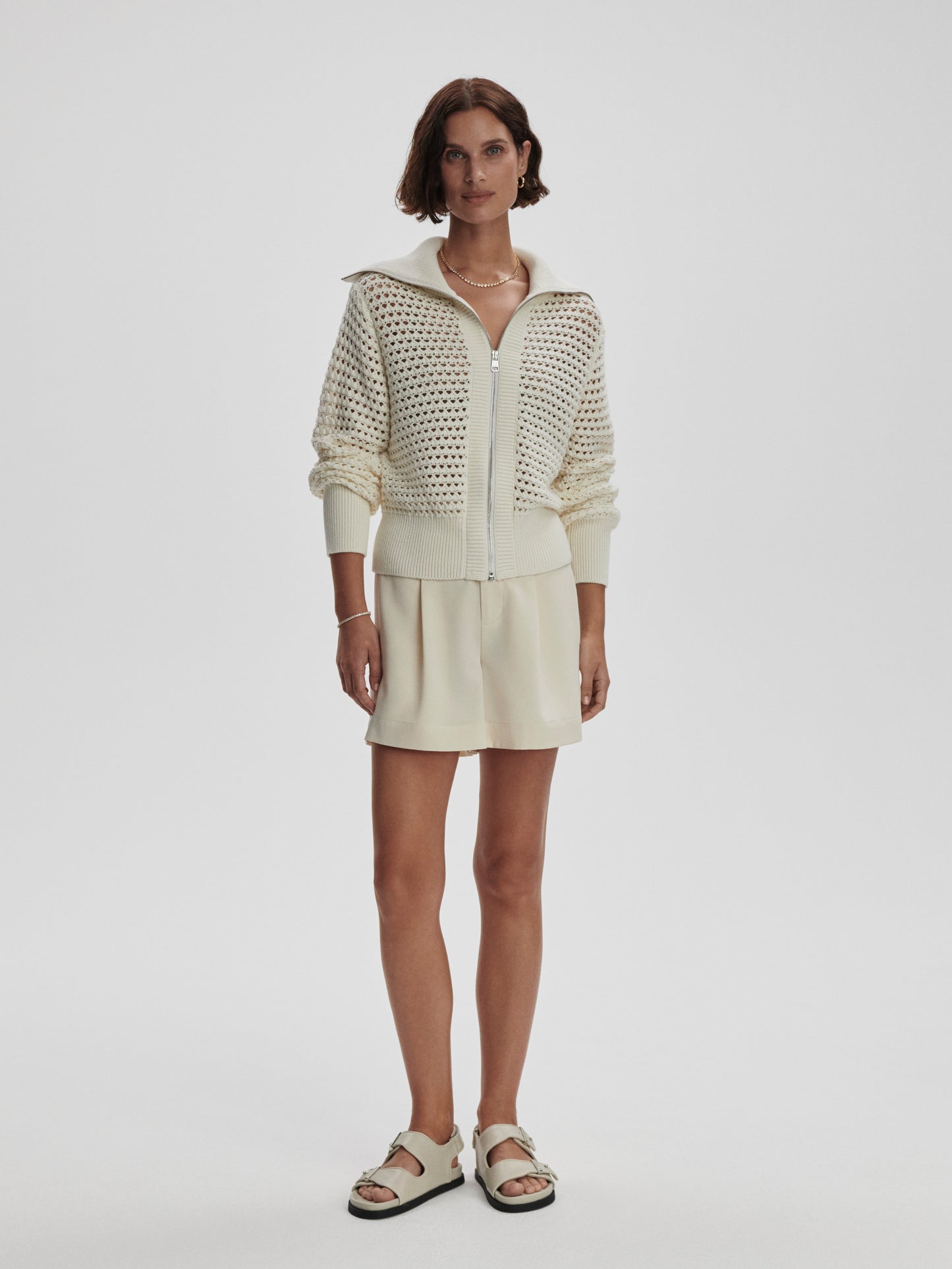 Eloise Full Zip Knit - Egret