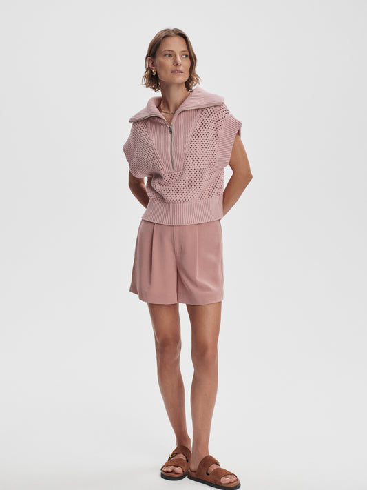 Mila Half-Zip Knit - Pale Mauve