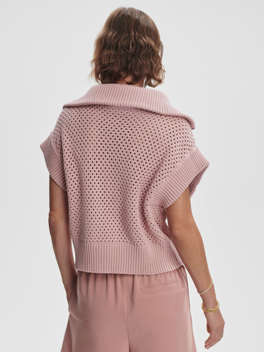 Mila Half-Zip Knit - Pale Mauve