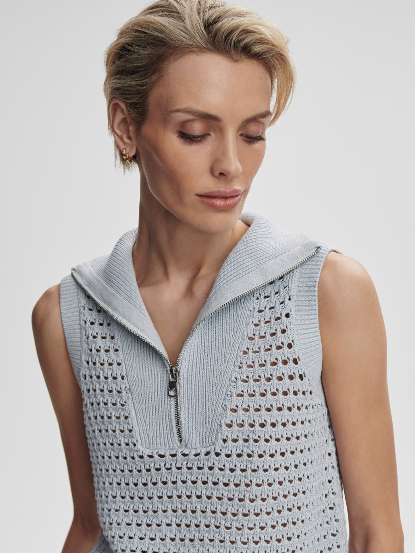 Bains Half Zip Tank - Plein Blue