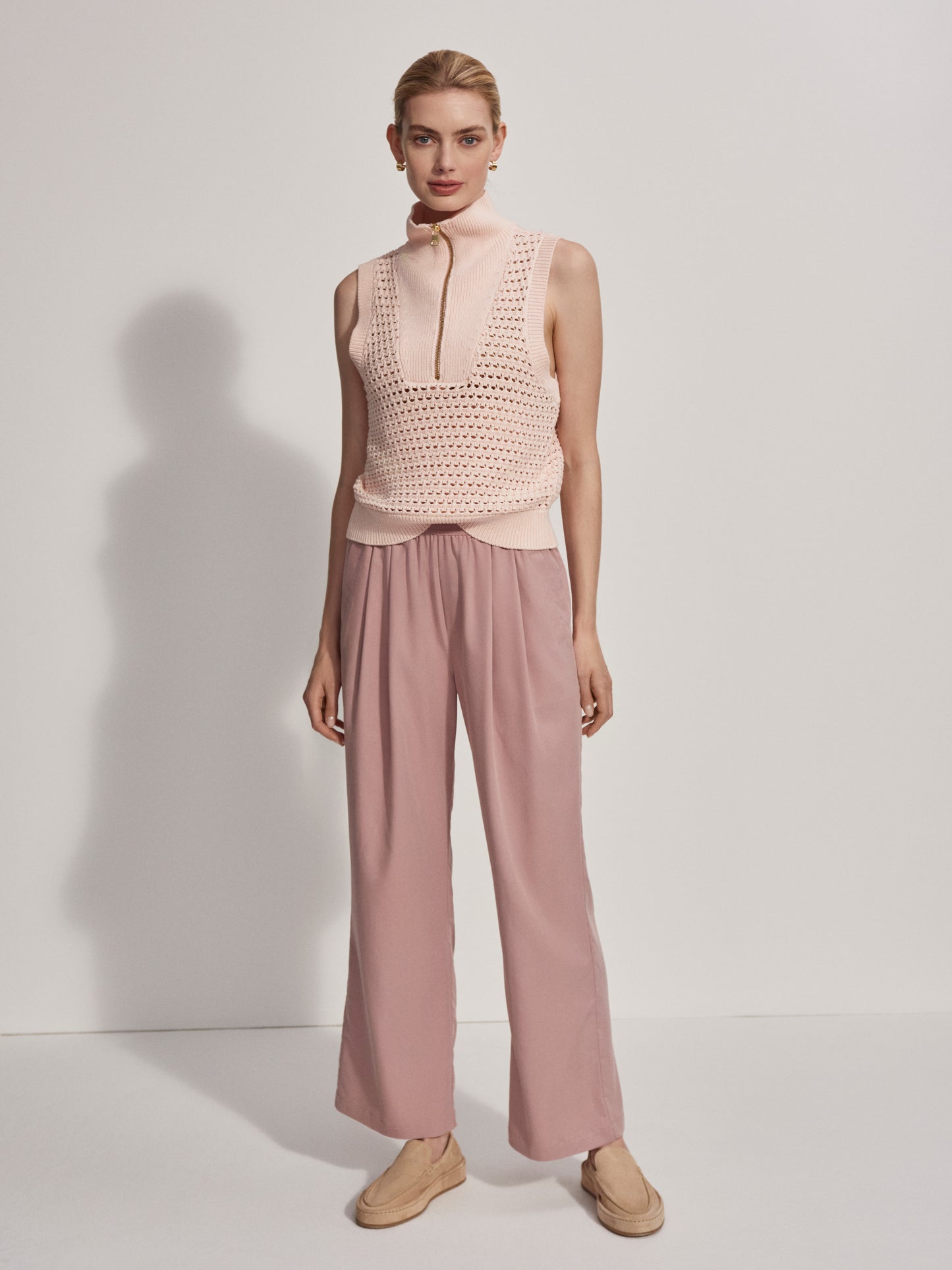 Bains Half Zip Tank - Silver Peony