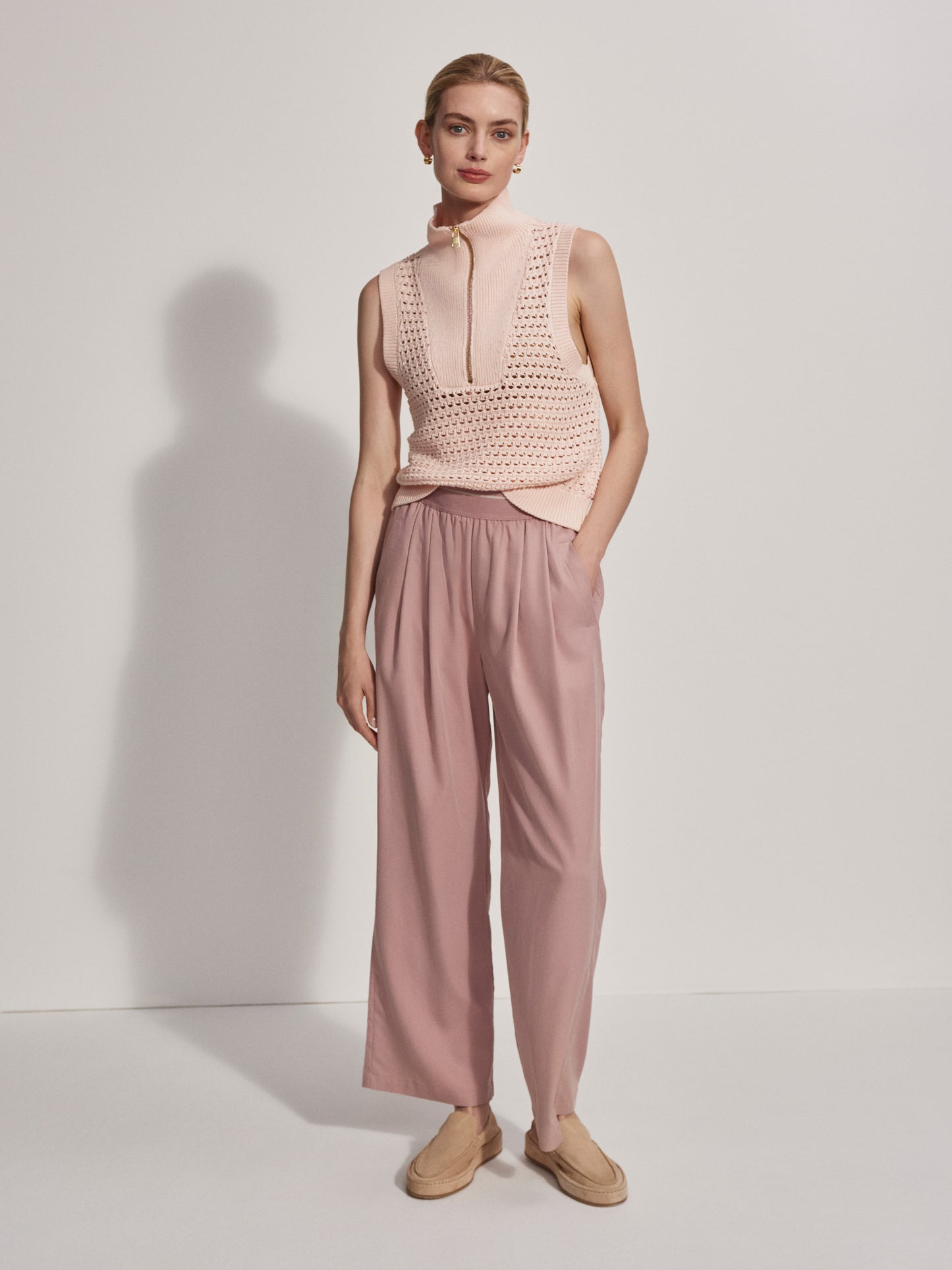 Bains Half Zip Tank - Silver Peony