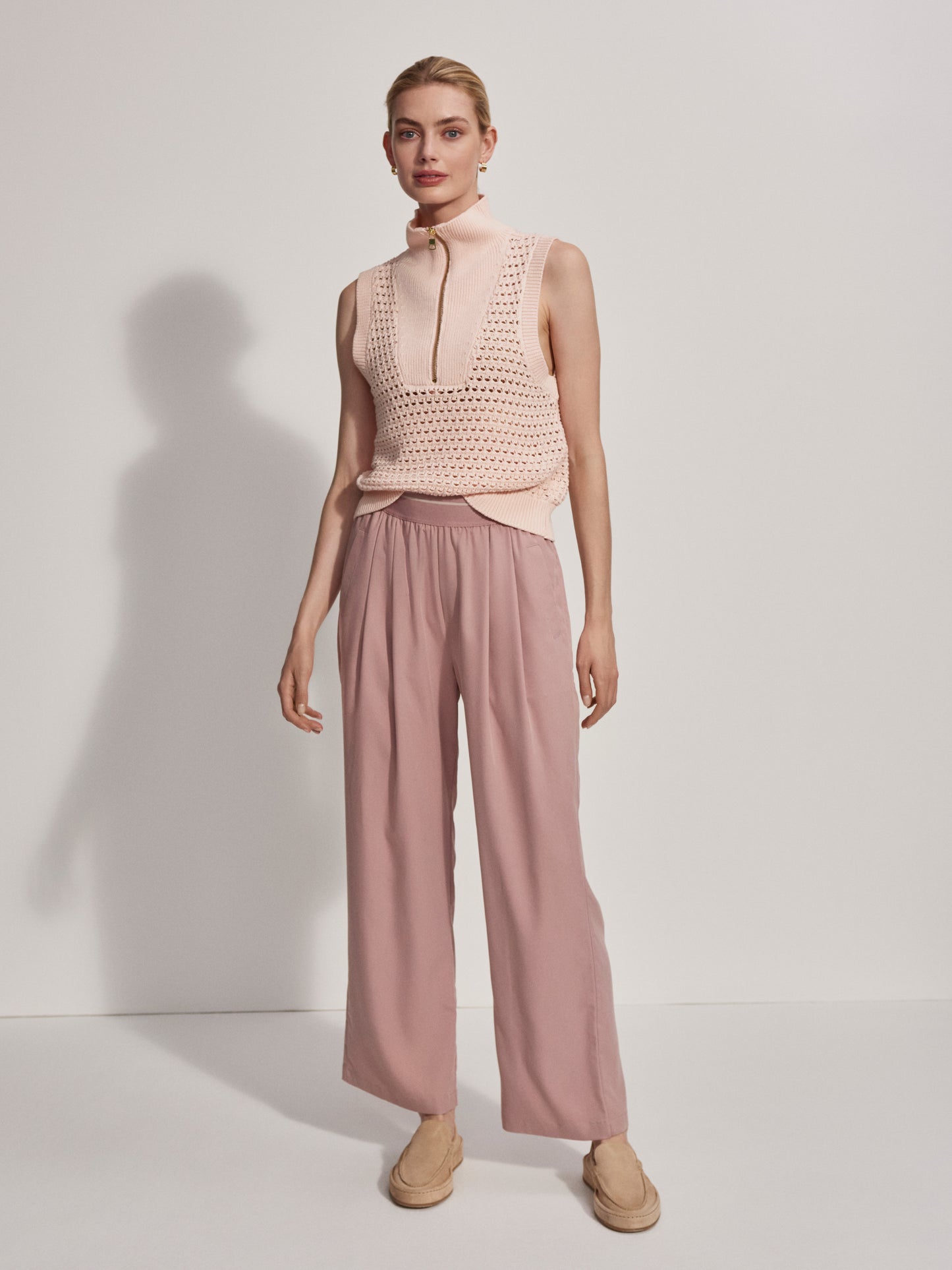Bains Half Zip Tank - Silver Peony