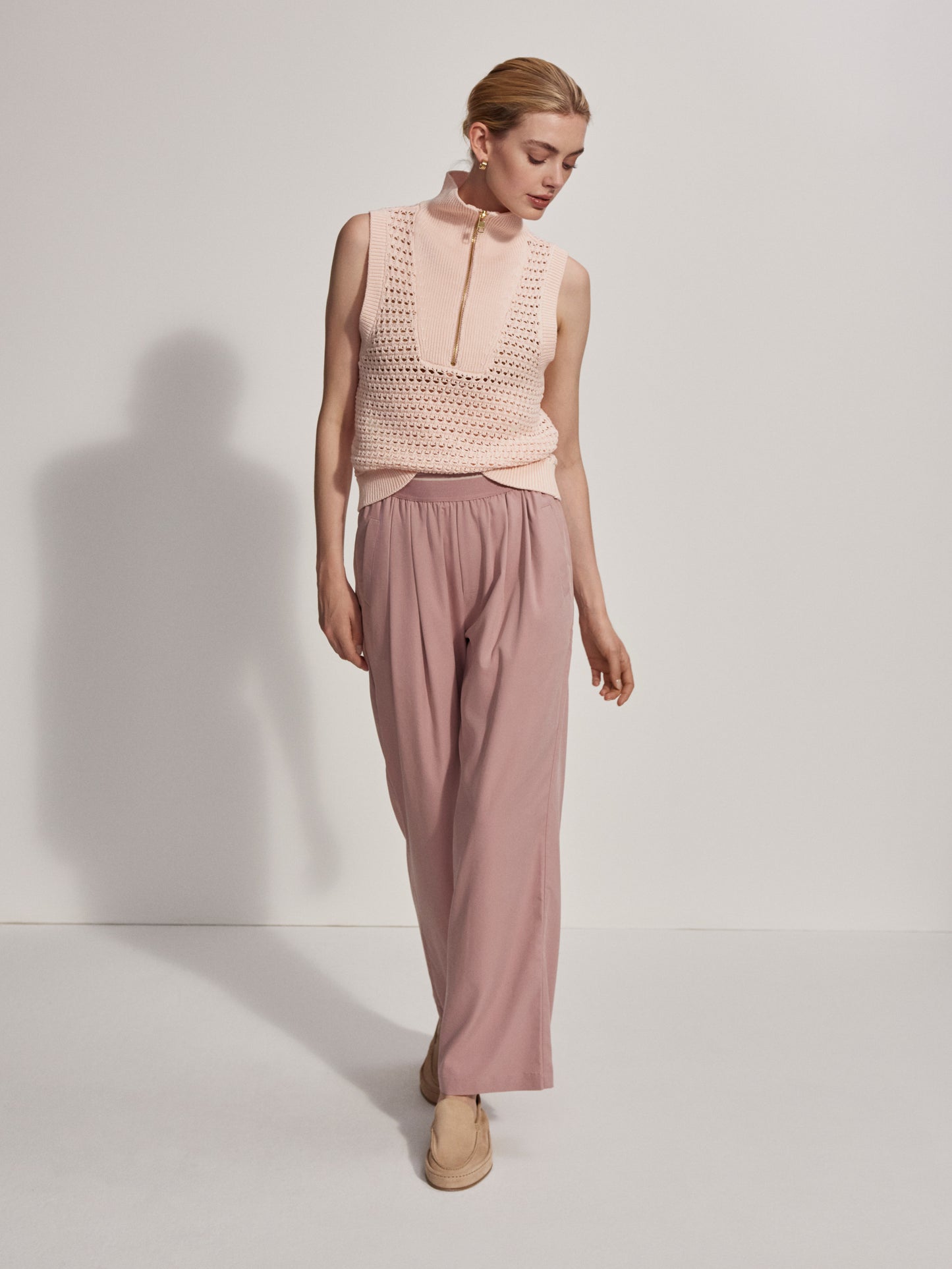 Bains Half Zip Tank - Silver Peony