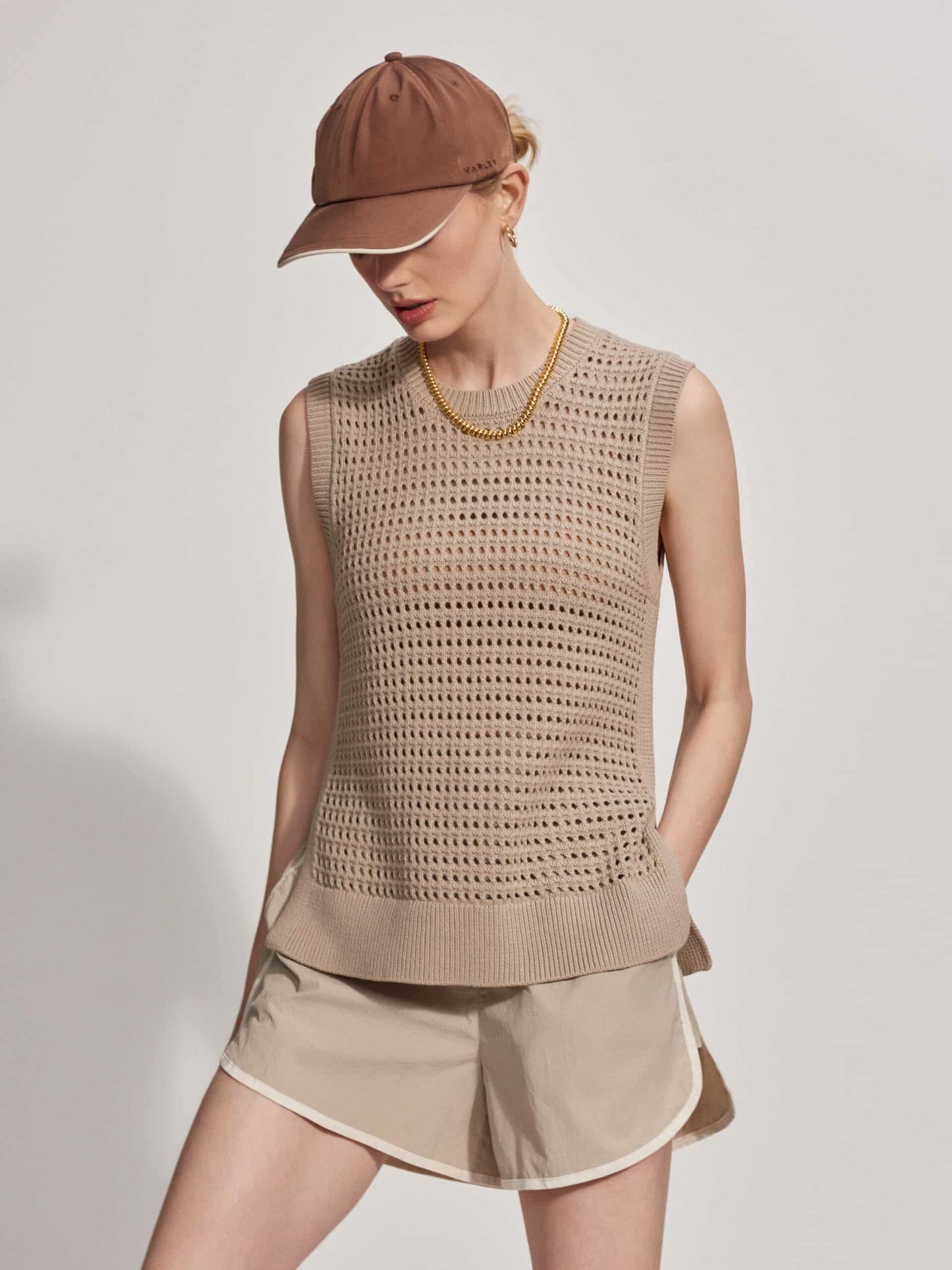 Var01994 Darin Longline Knit Tank Cashmere Stone 161