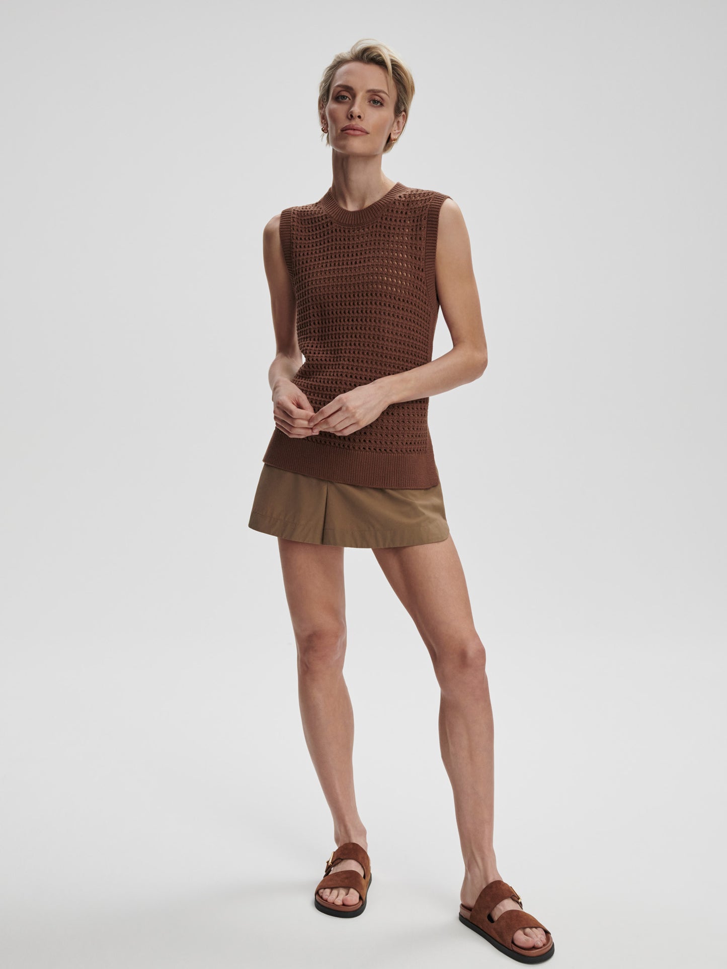Darin Longline Knit Tank - Cocoa Dust