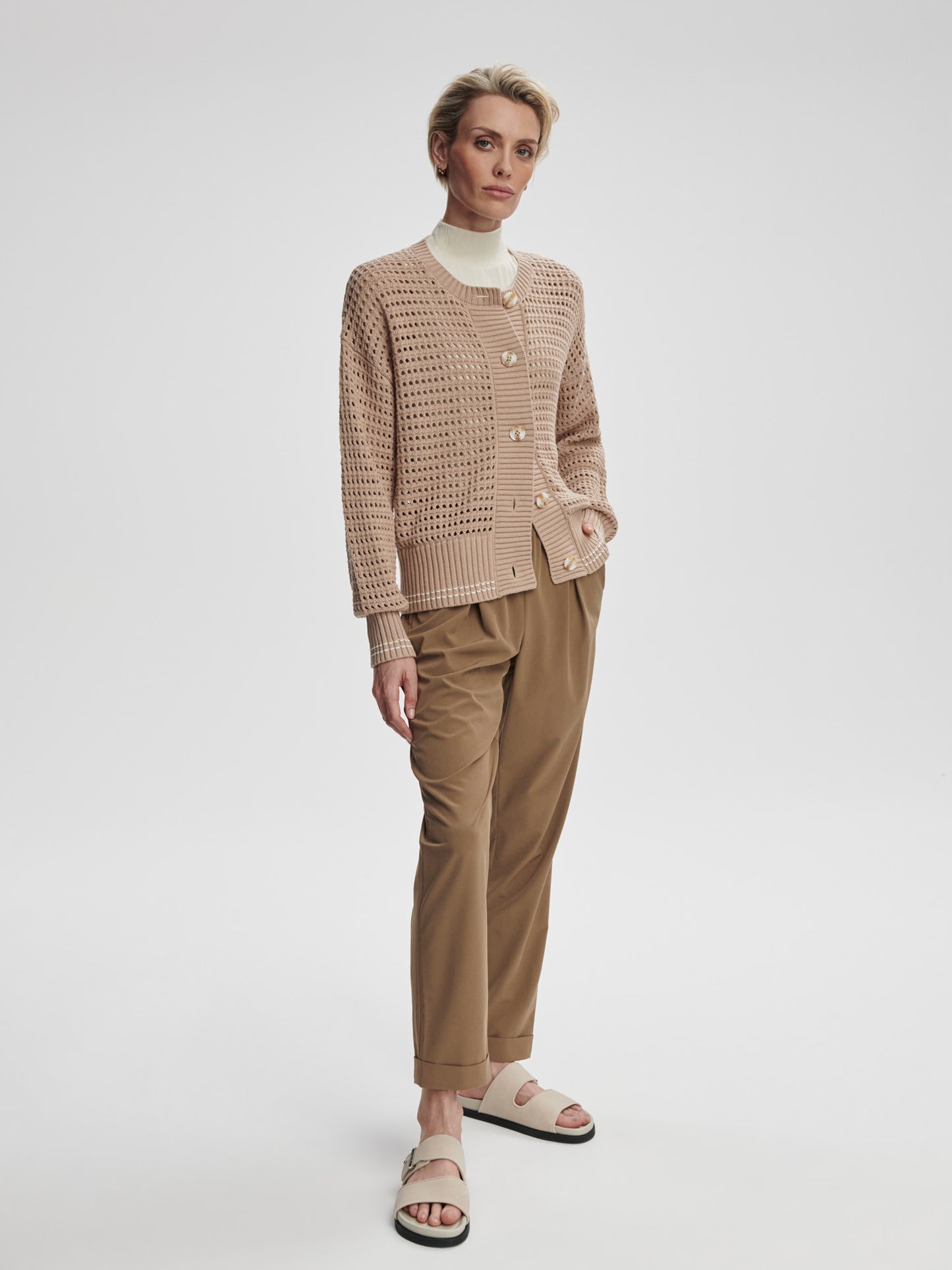 Kris Relaxed Fit Knit Jacket - Light Taupe