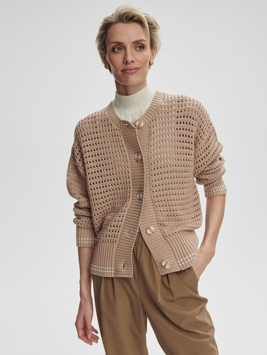 Kris Relaxed Fit Knit Jacket - Light Taupe