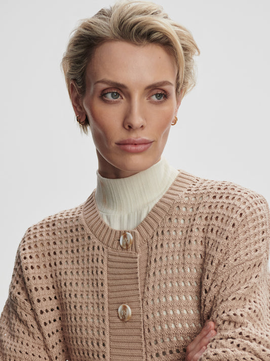 Kris Relaxed Fit Knit Jacket - Light Taupe