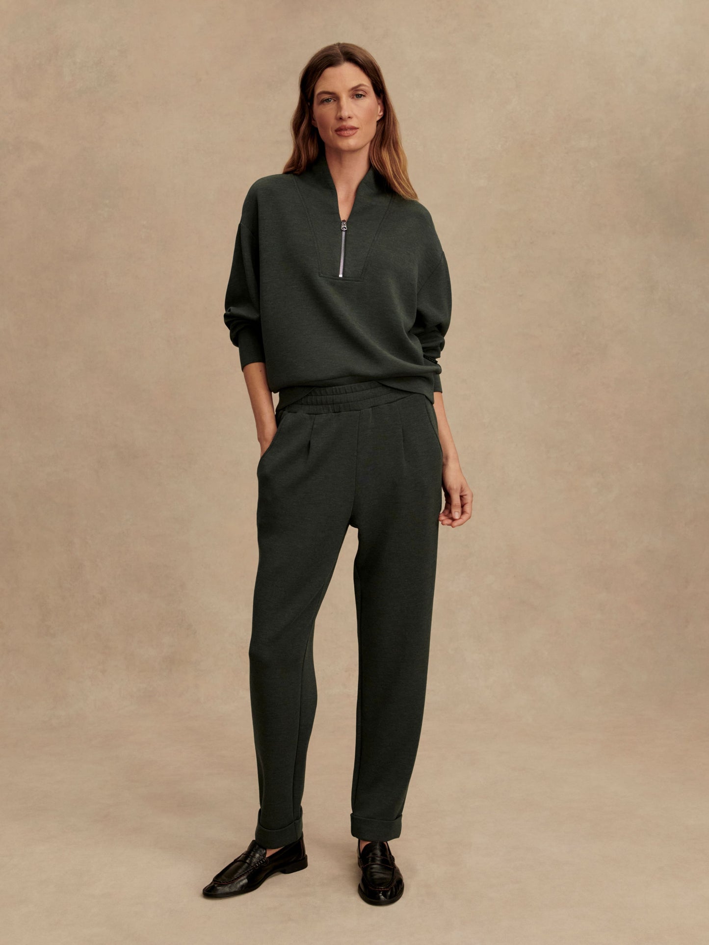 The Rolled Cuff Pant 25 - Olive Marl