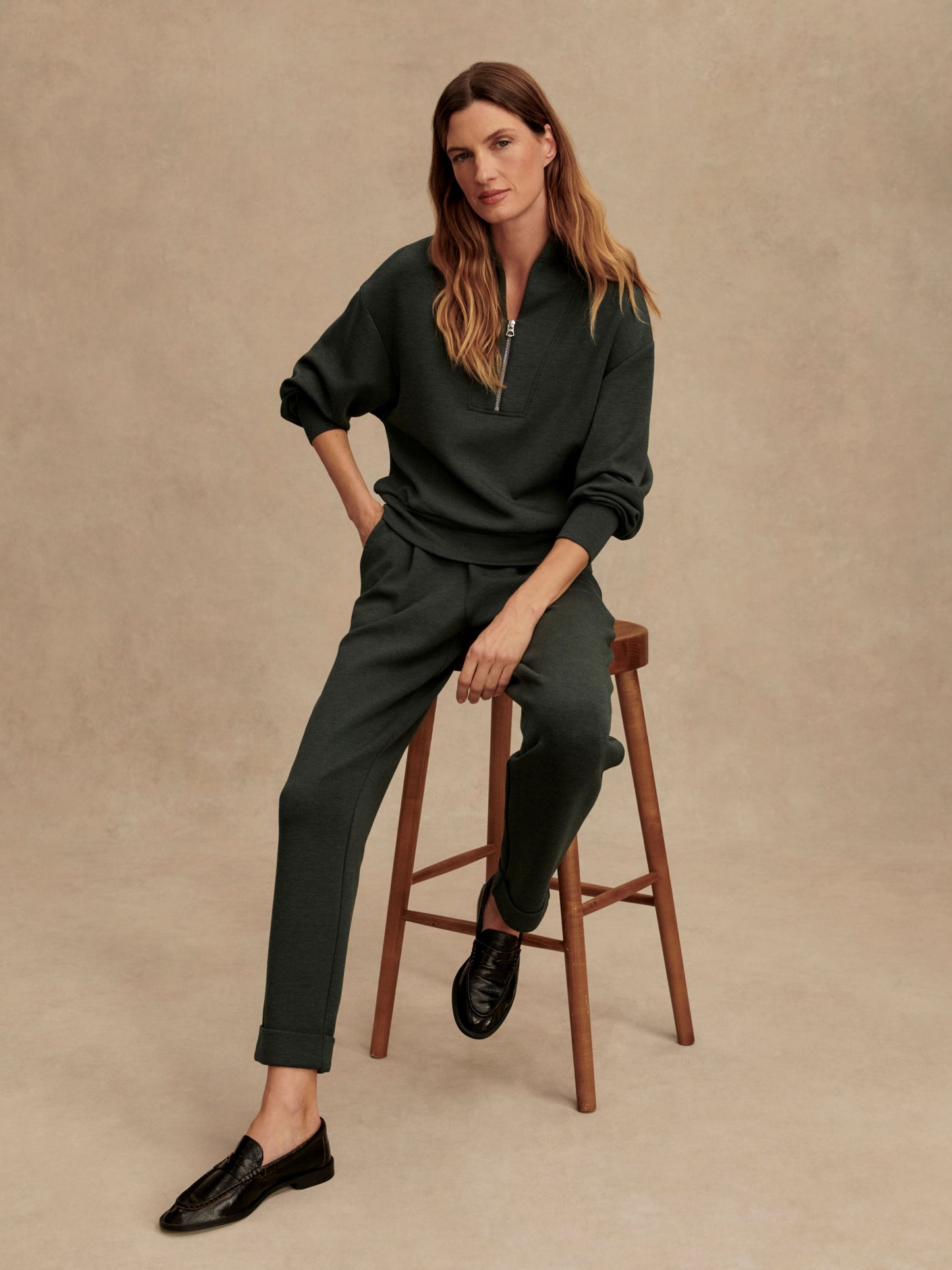 The Rolled Cuff Pant 28.5 - Olive Marl