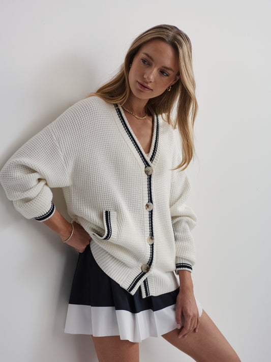 Coniston Boxy Knit Cardigan - White