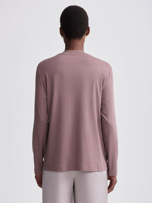Leah Long Sleeve Boyfriend Tee - Deep Taupe