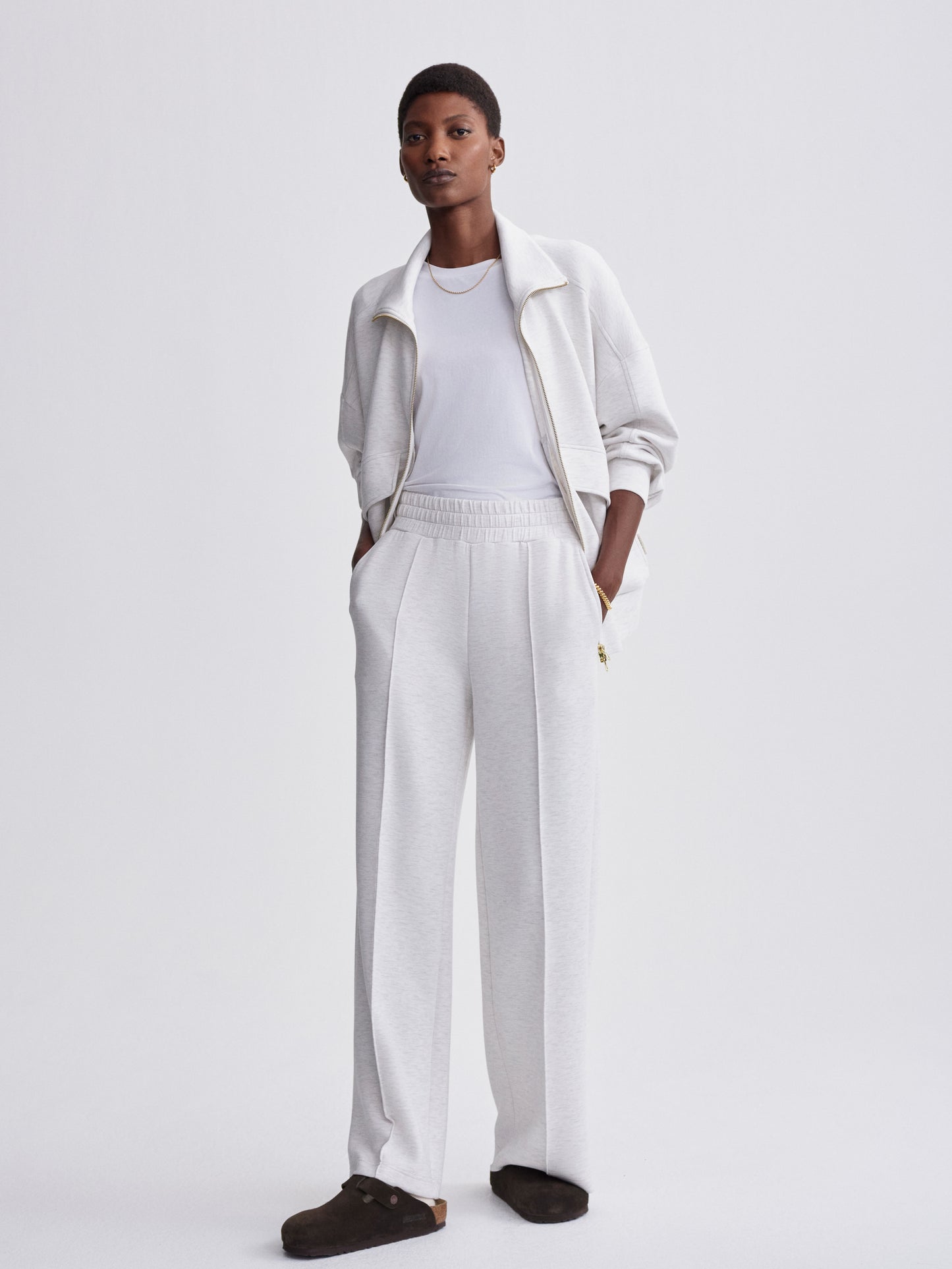 The Wide Leg Pant 28 - Ivory Marl