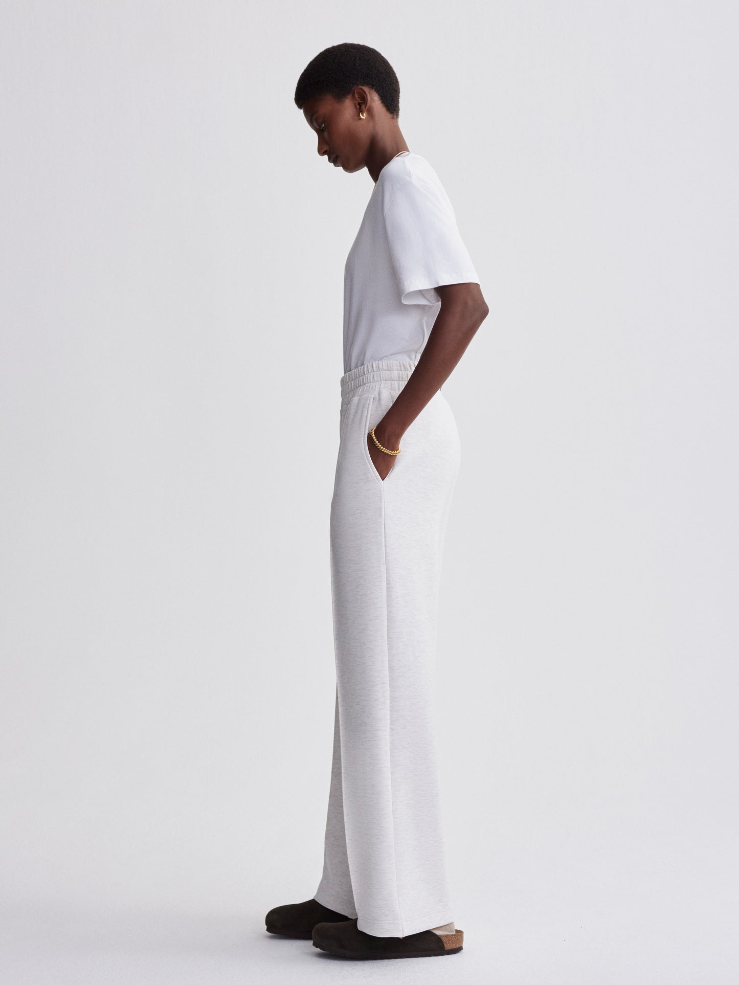 The Wide Leg Pant 30 - Ivory Marl