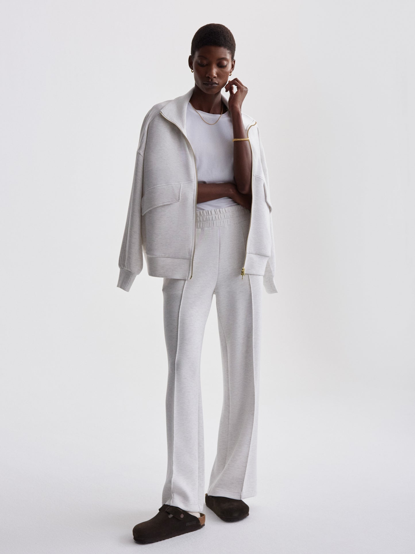 The Wide Leg Pant 30 - Ivory Marl