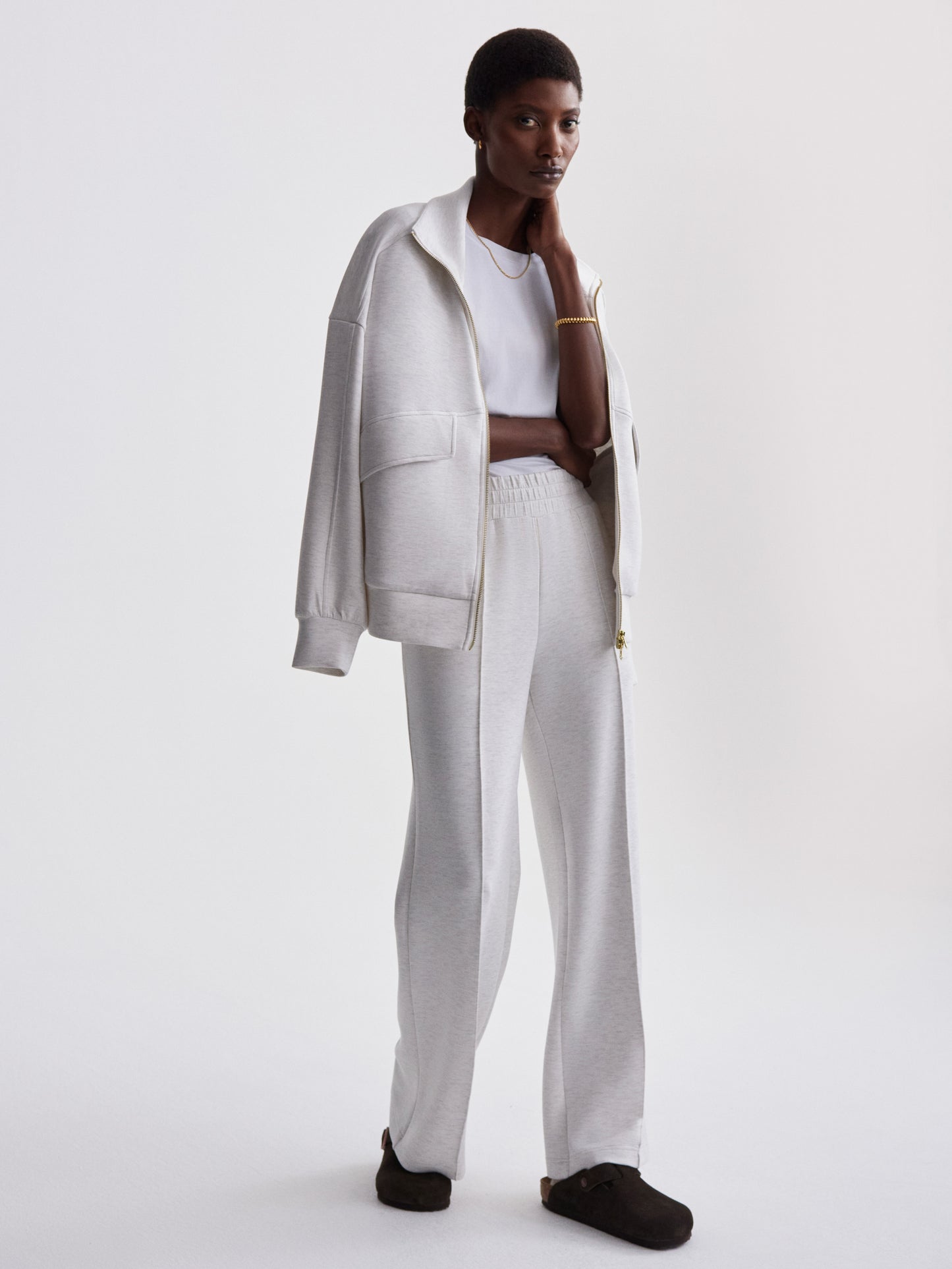 The Wide Leg Pant 30 - Ivory Marl