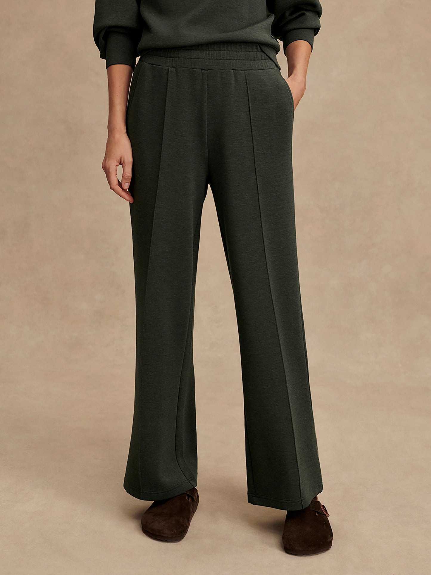 The Wide Leg Pant 30 - Olive Marl