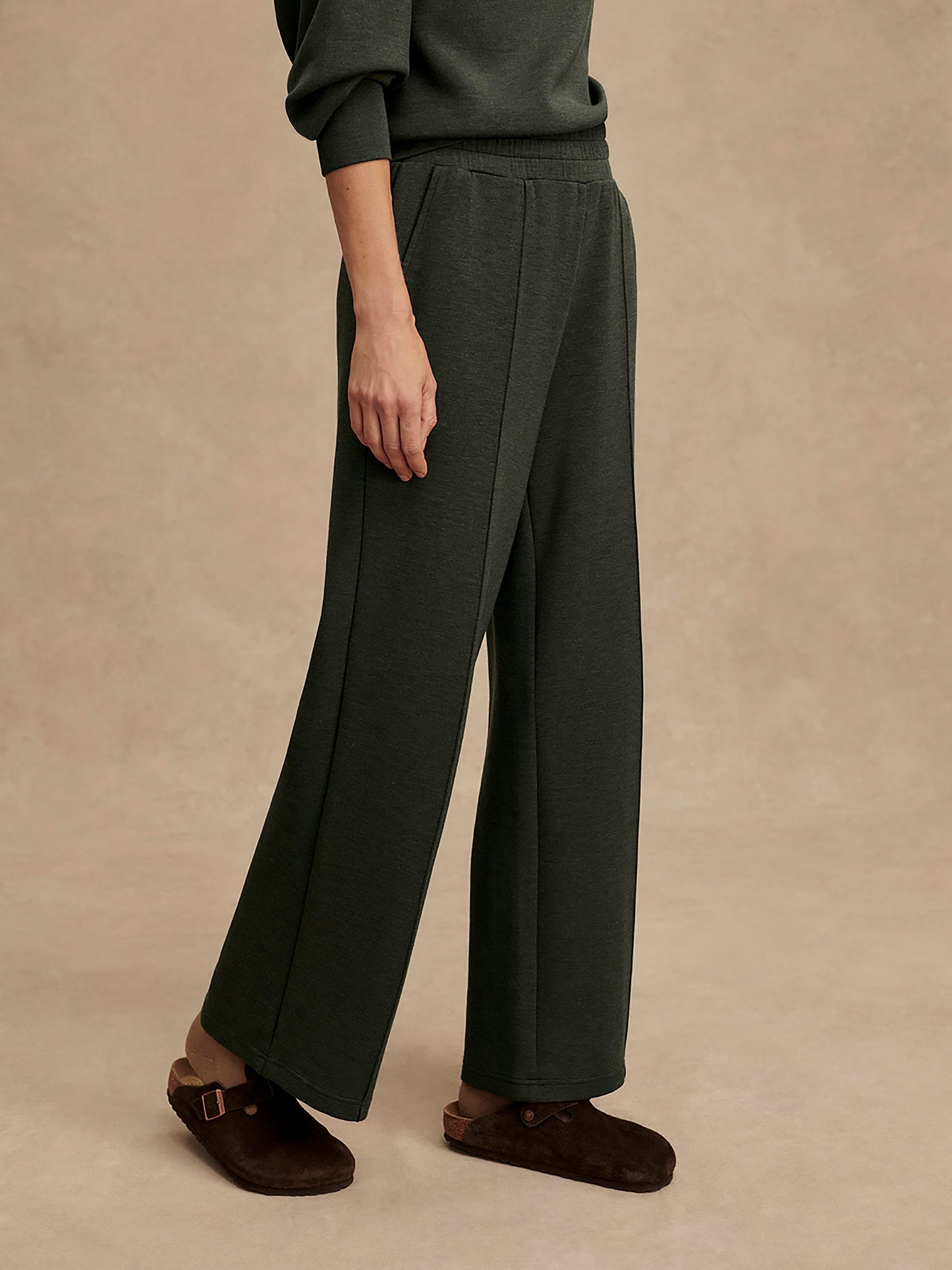 The Wide Leg Pant 30 - Olive Marl