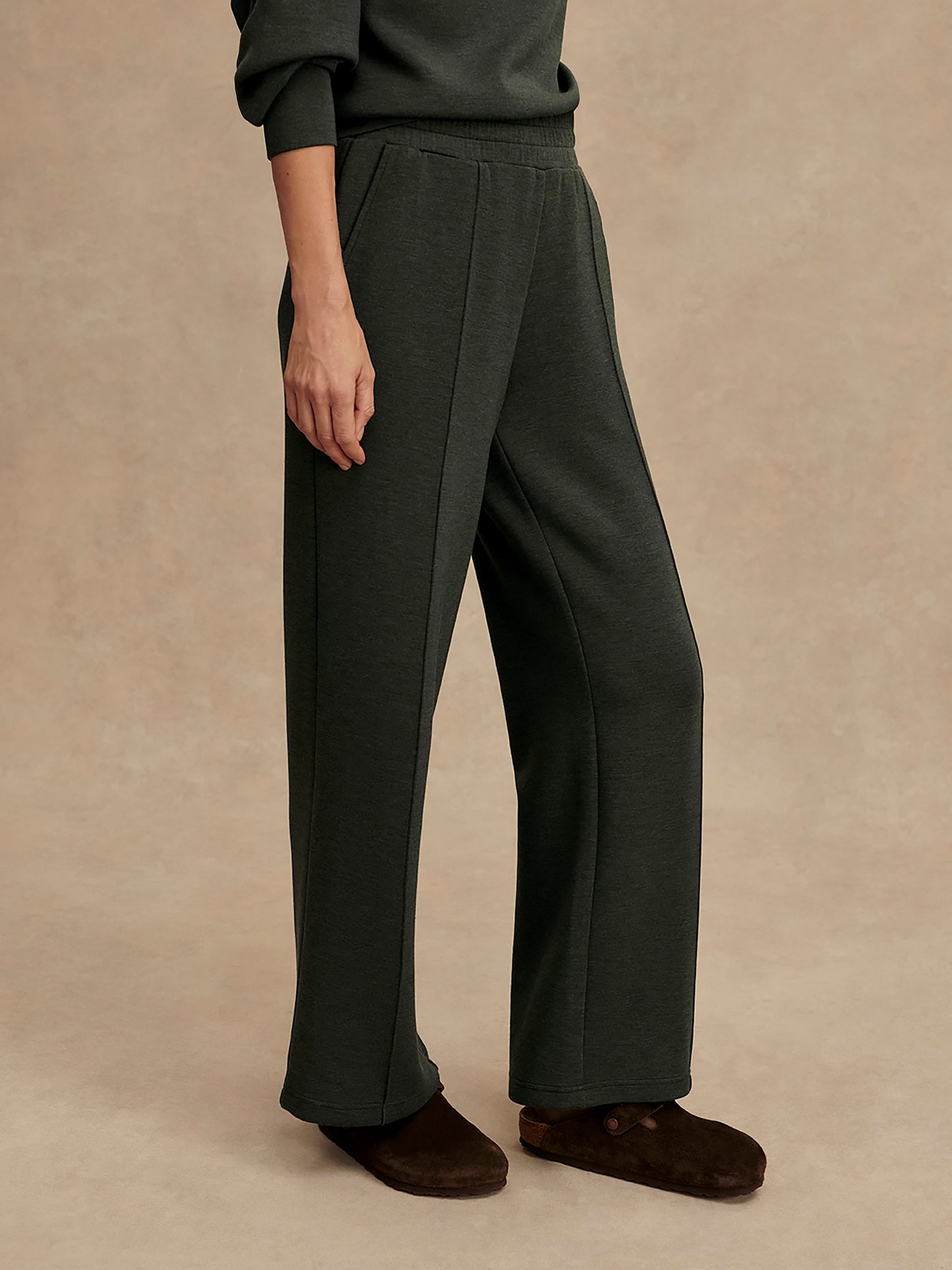 The Wide Leg Pant 30 - Olive Marl