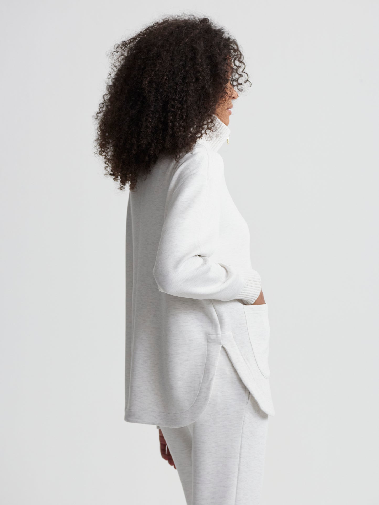 Niamh Zip Through - Ivory Marl