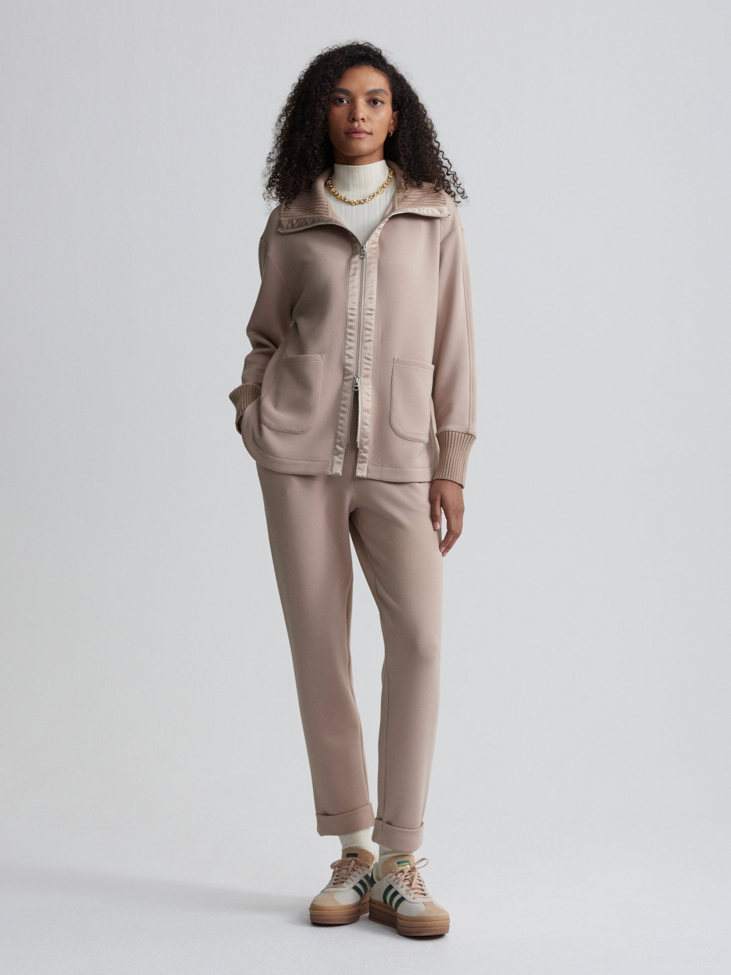 Niamh Zip Through - Light Taupe