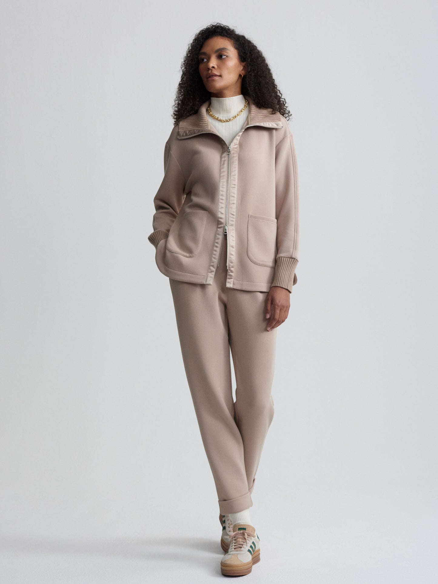Niamh Zip Through - Light Taupe