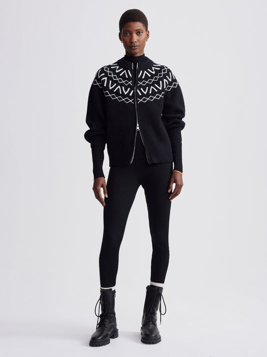 Alys Fair Isle Knit Jacket - Black