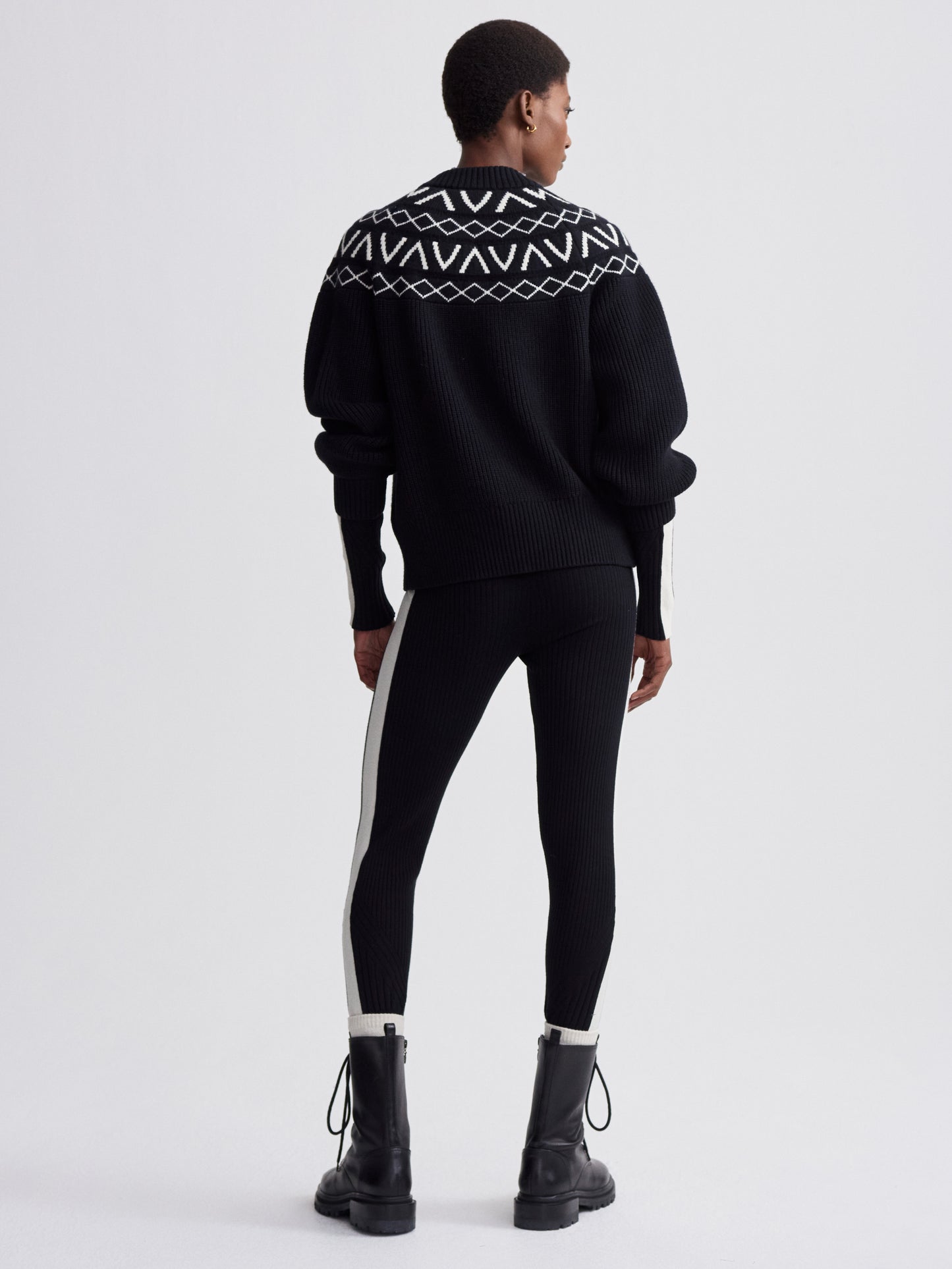 Alys Fair Isle Knit Jacket - Black