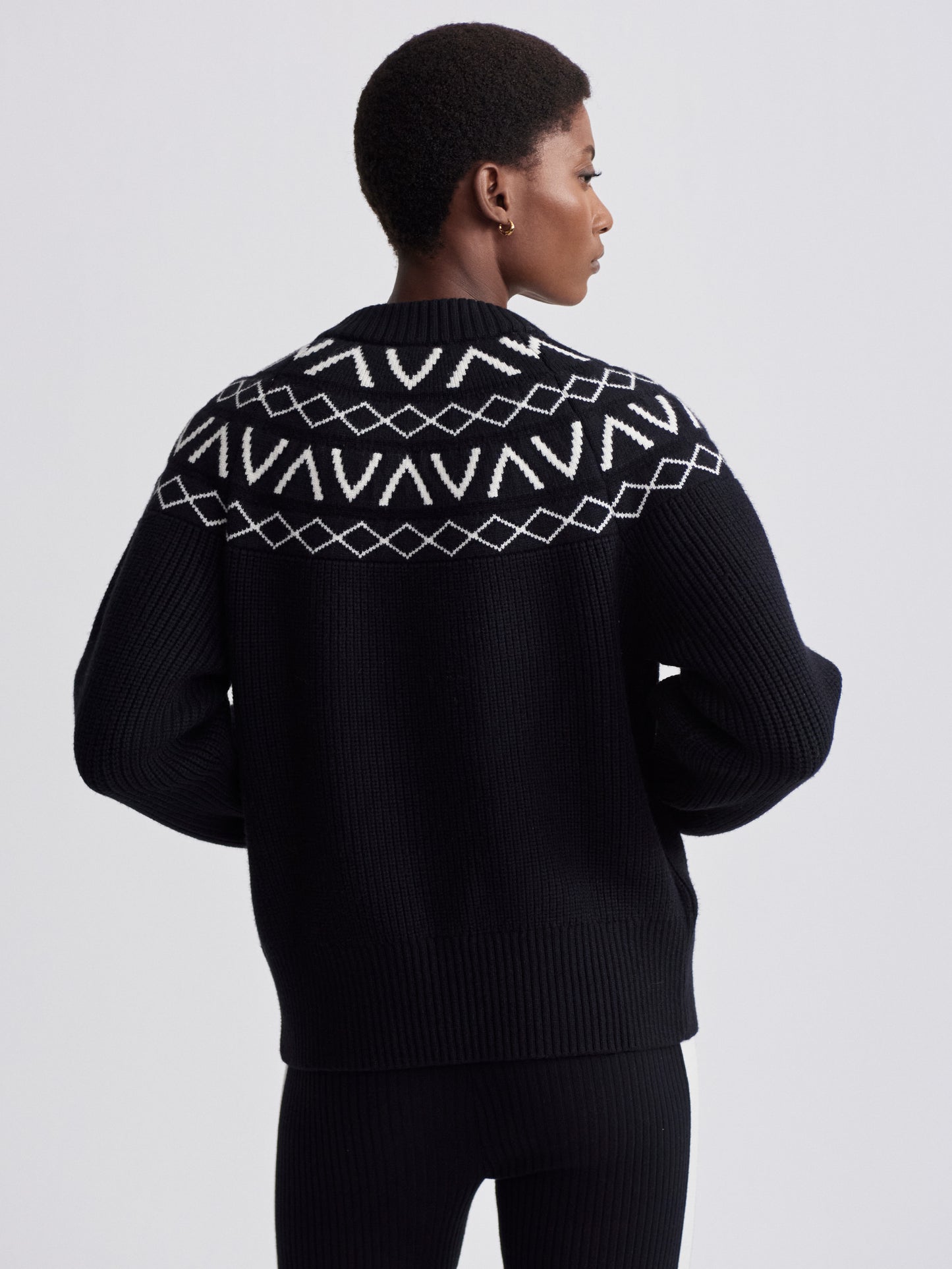 Alys Fair Isle Knit Jacket - Black