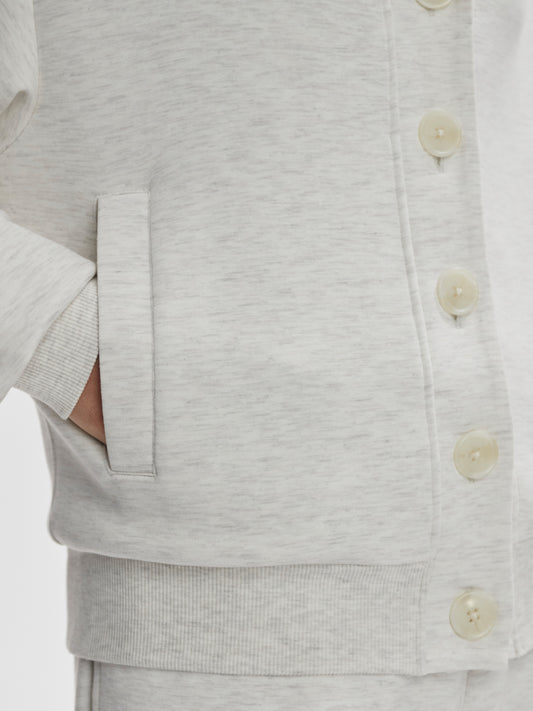 Celeste Button Through Sweat - Ivory Marl