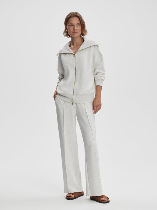 Halley Half Zip Through Sweat - Ivory Marl