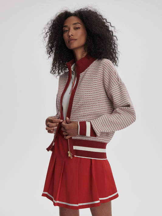 Walter Knit Jacket - Red Dahlia/White