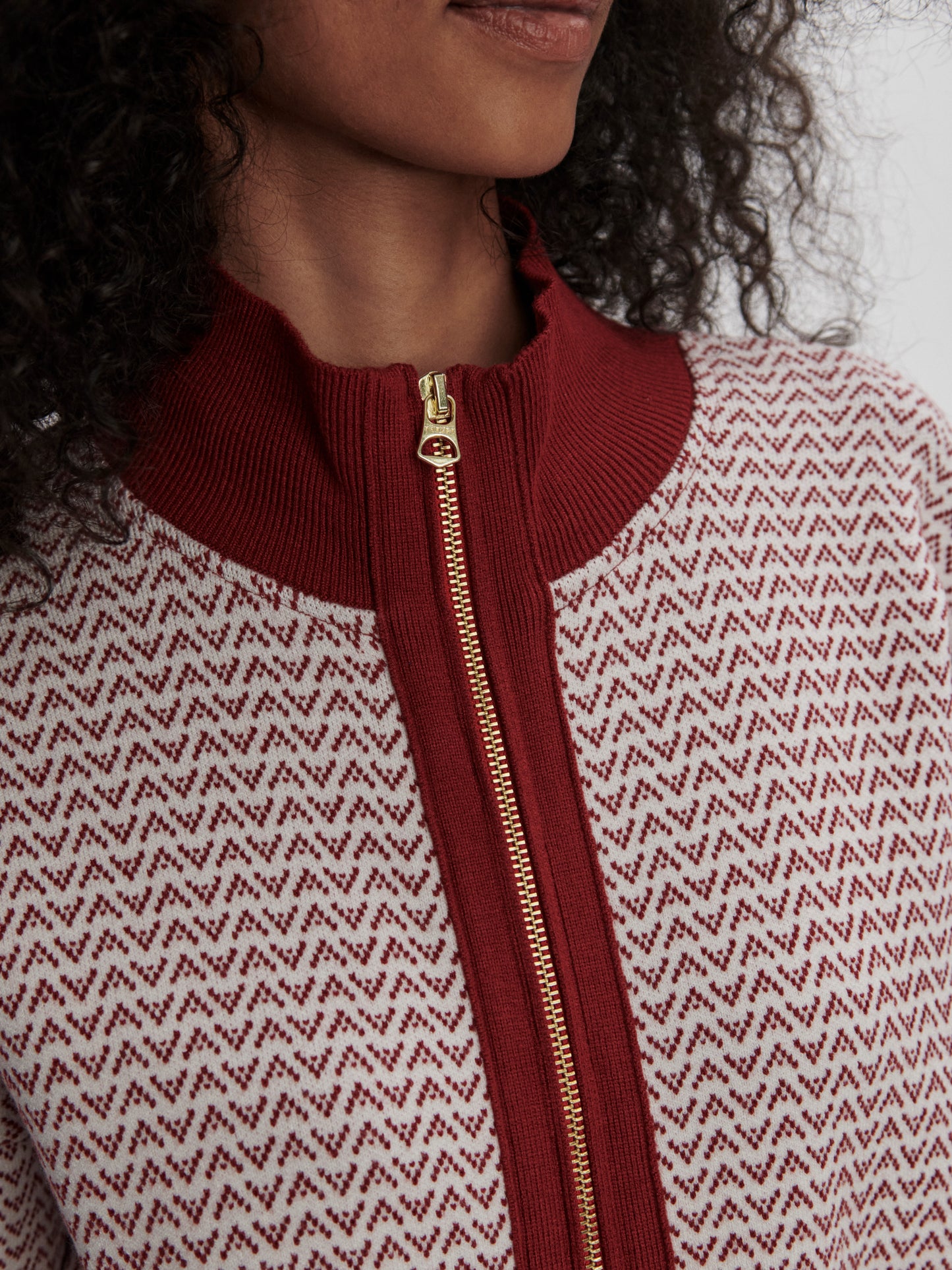 Walter Knit Jacket - Red Dahlia/White