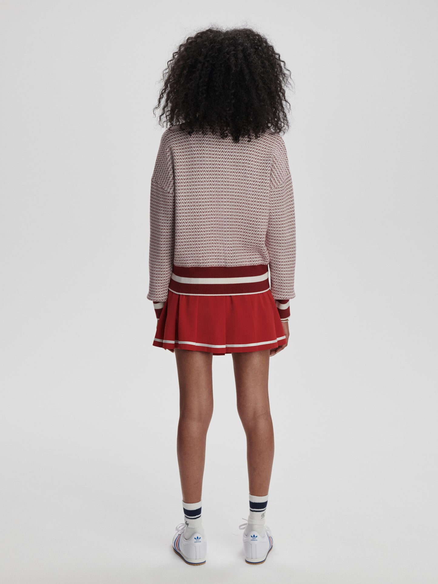 Walter Knit Jacket - Red Dahlia/White