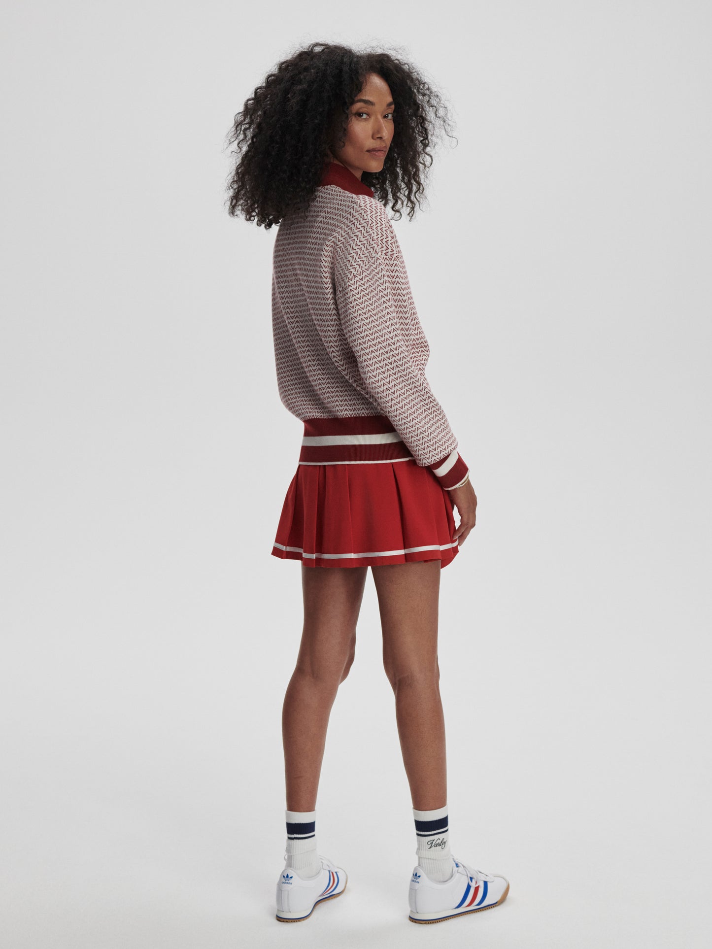 Walter Knit Jacket - Red Dahlia/White