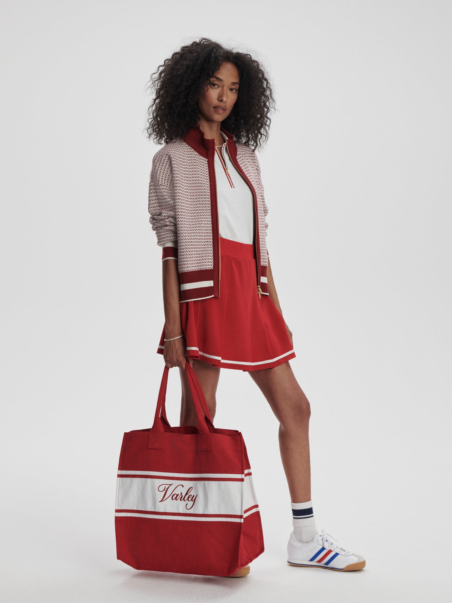 Walter Knit Jacket - Red Dahlia/White