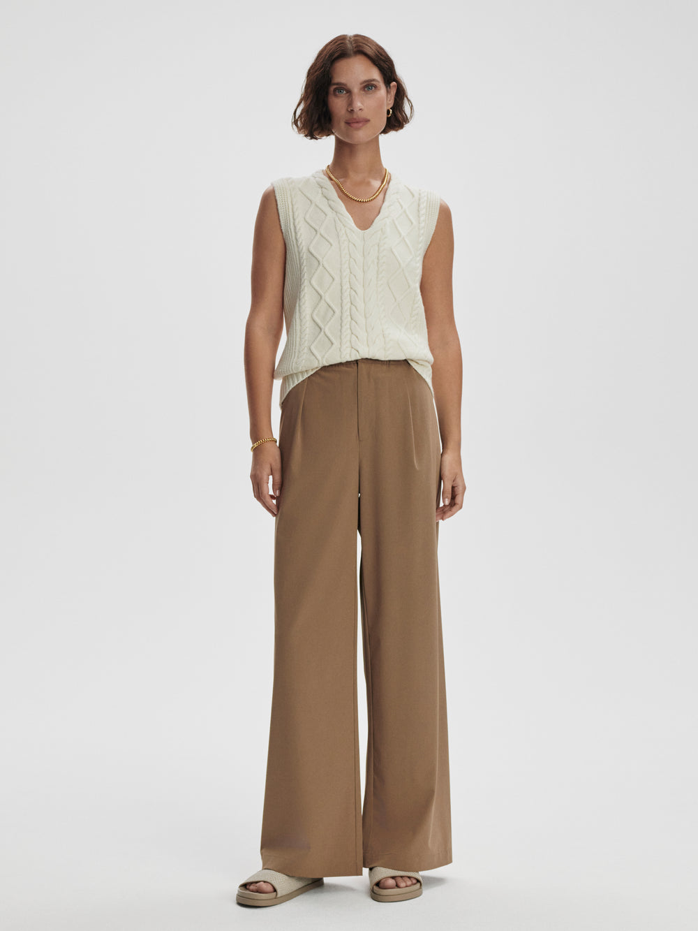 Kay Cable Knit Vest - Snow White