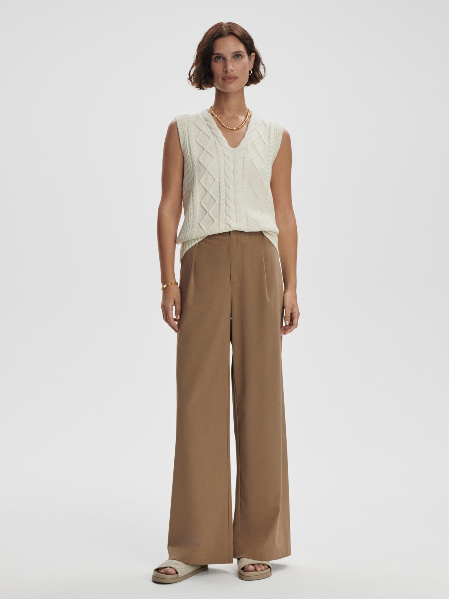 Kay Cable Knit Vest - Snow White