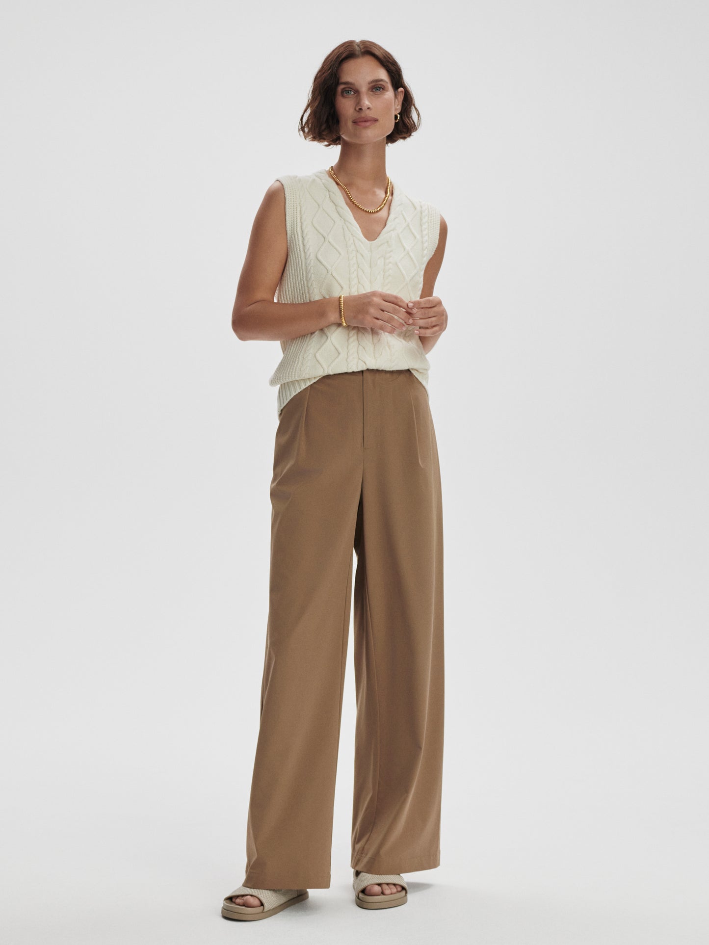 Kay Cable Knit Vest - Snow White