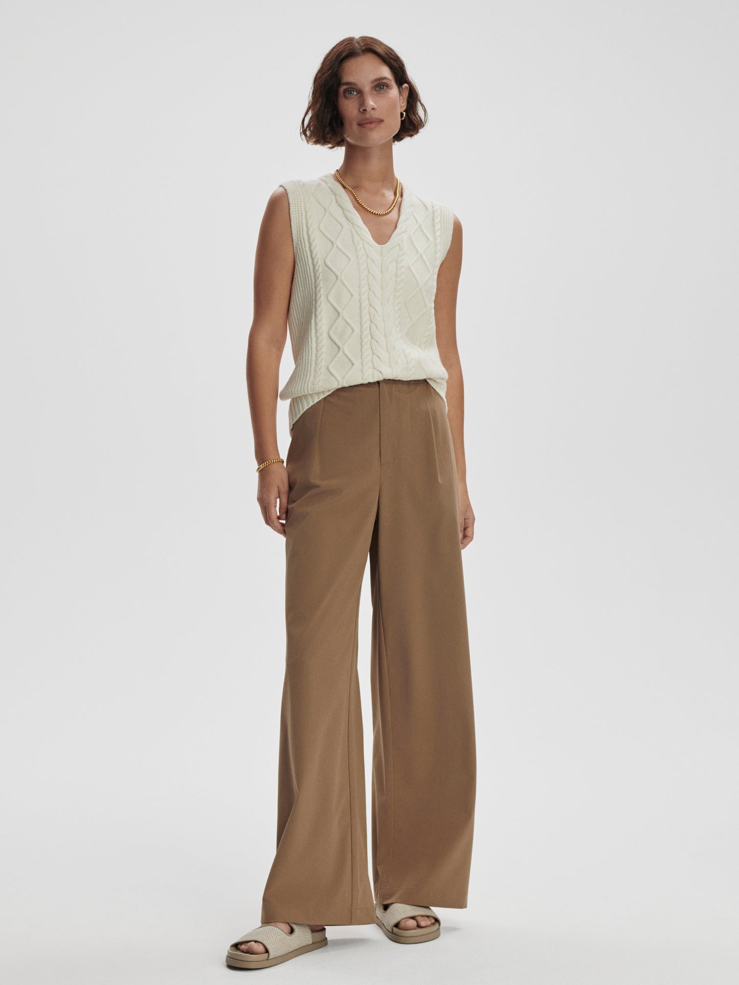 Kay Cable Knit Vest - Snow White