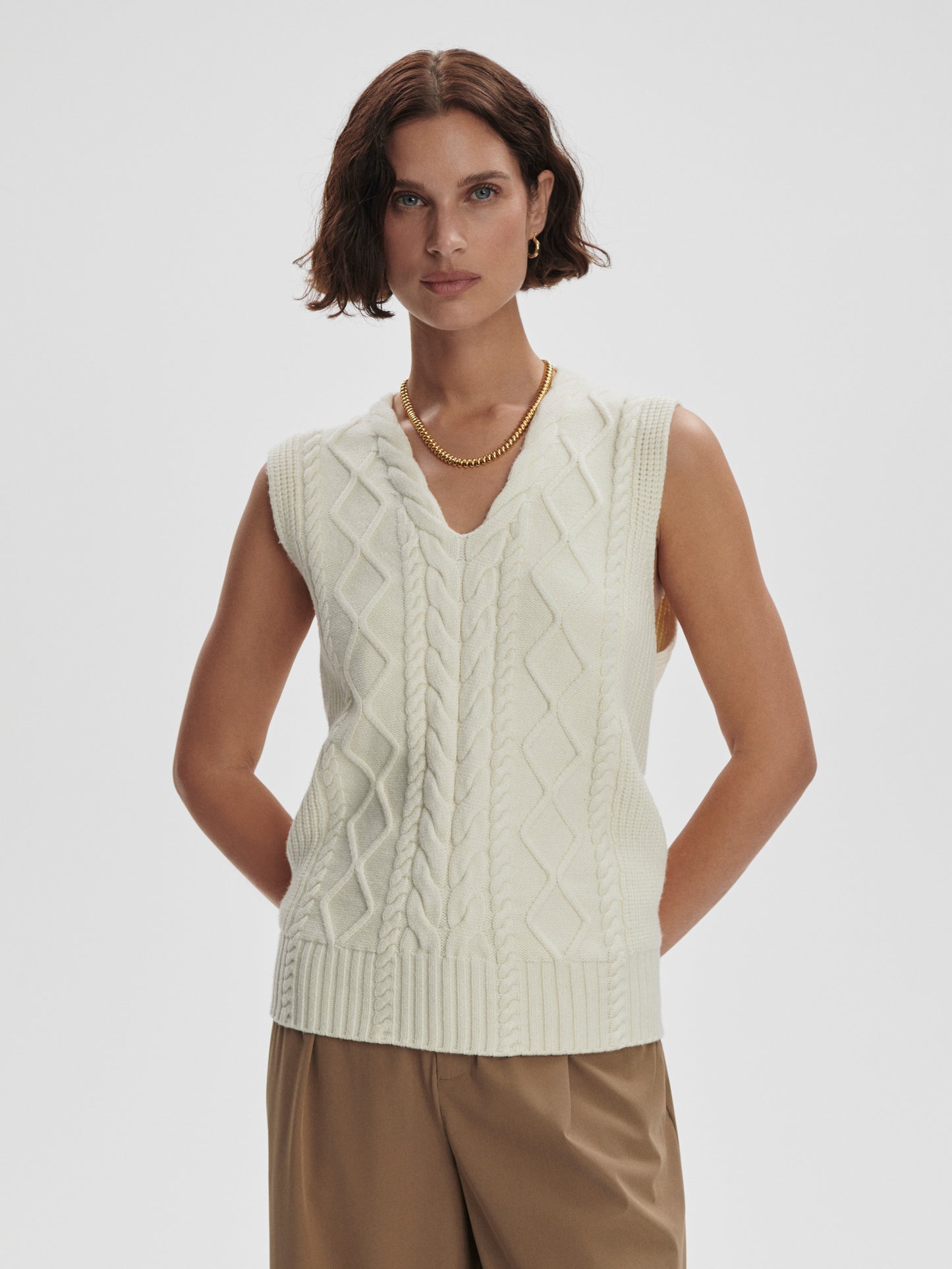 Kay Cable Knit Vest - Snow White