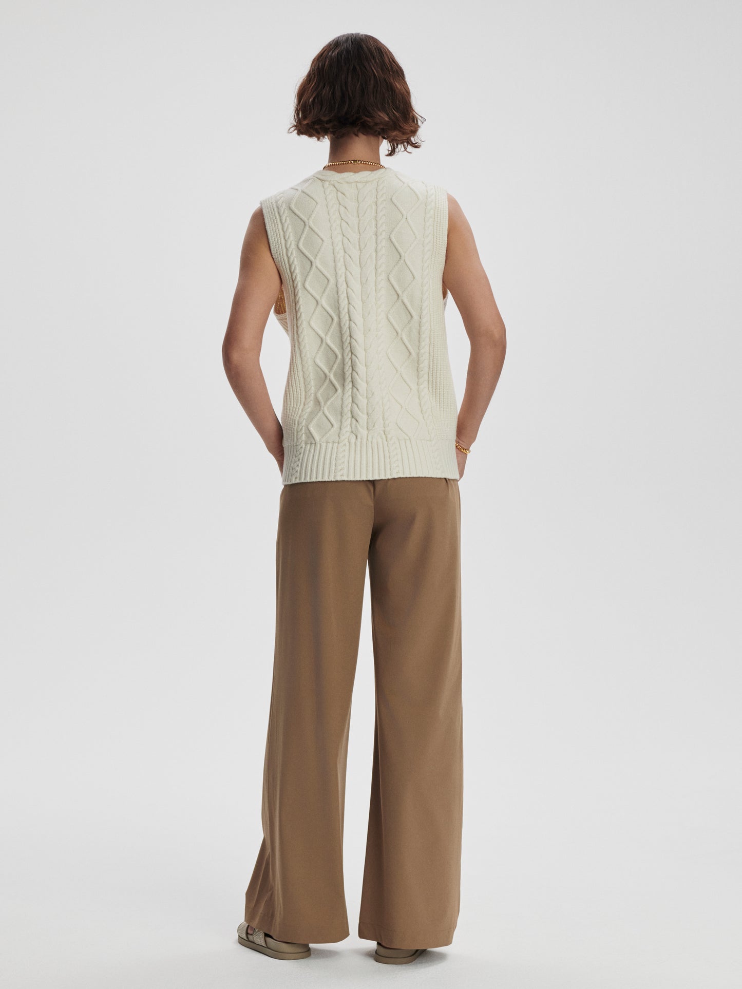 Kay Cable Knit Vest - Snow White