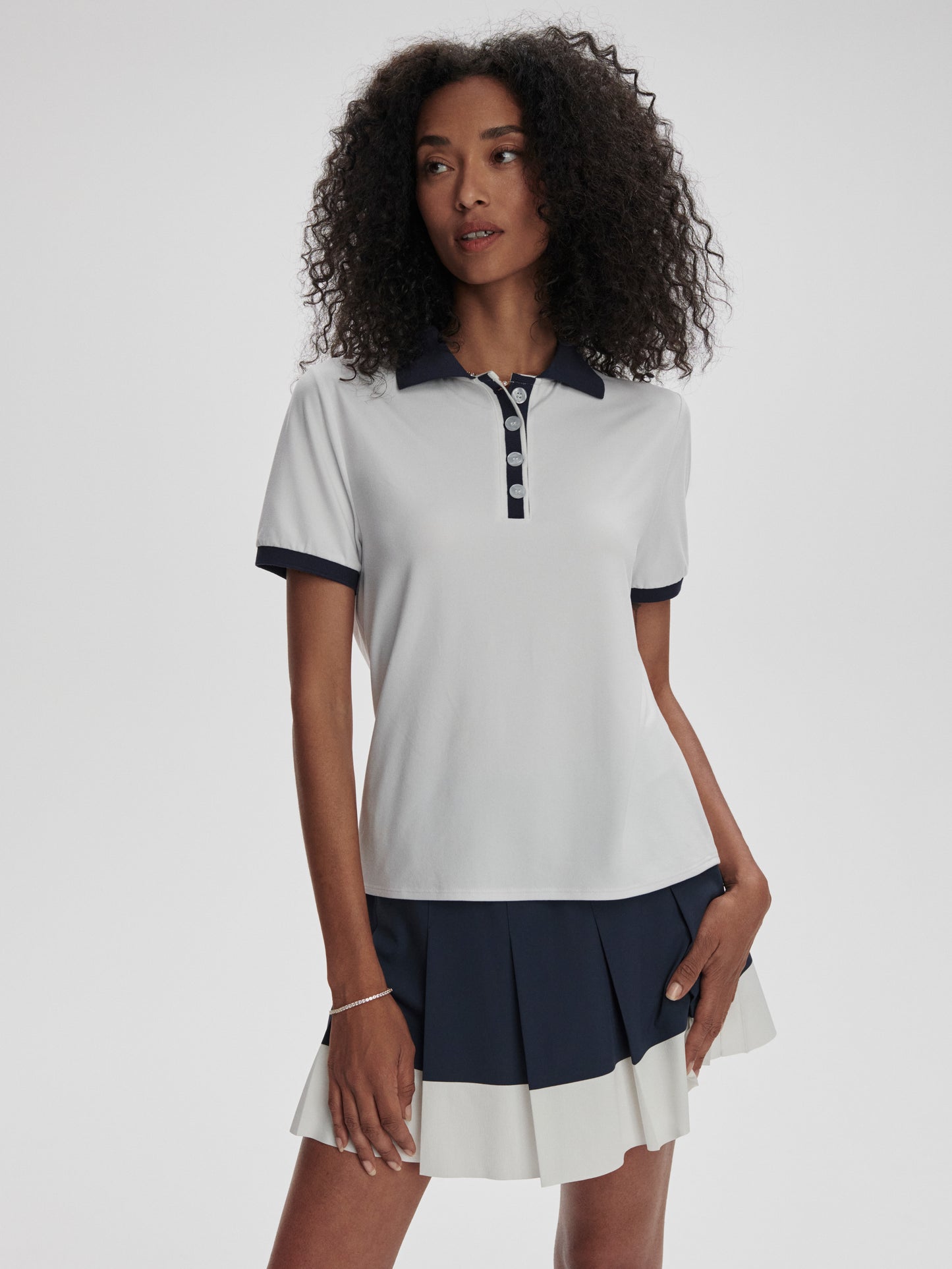 Wisley Performance Polo - White/Blue Nights