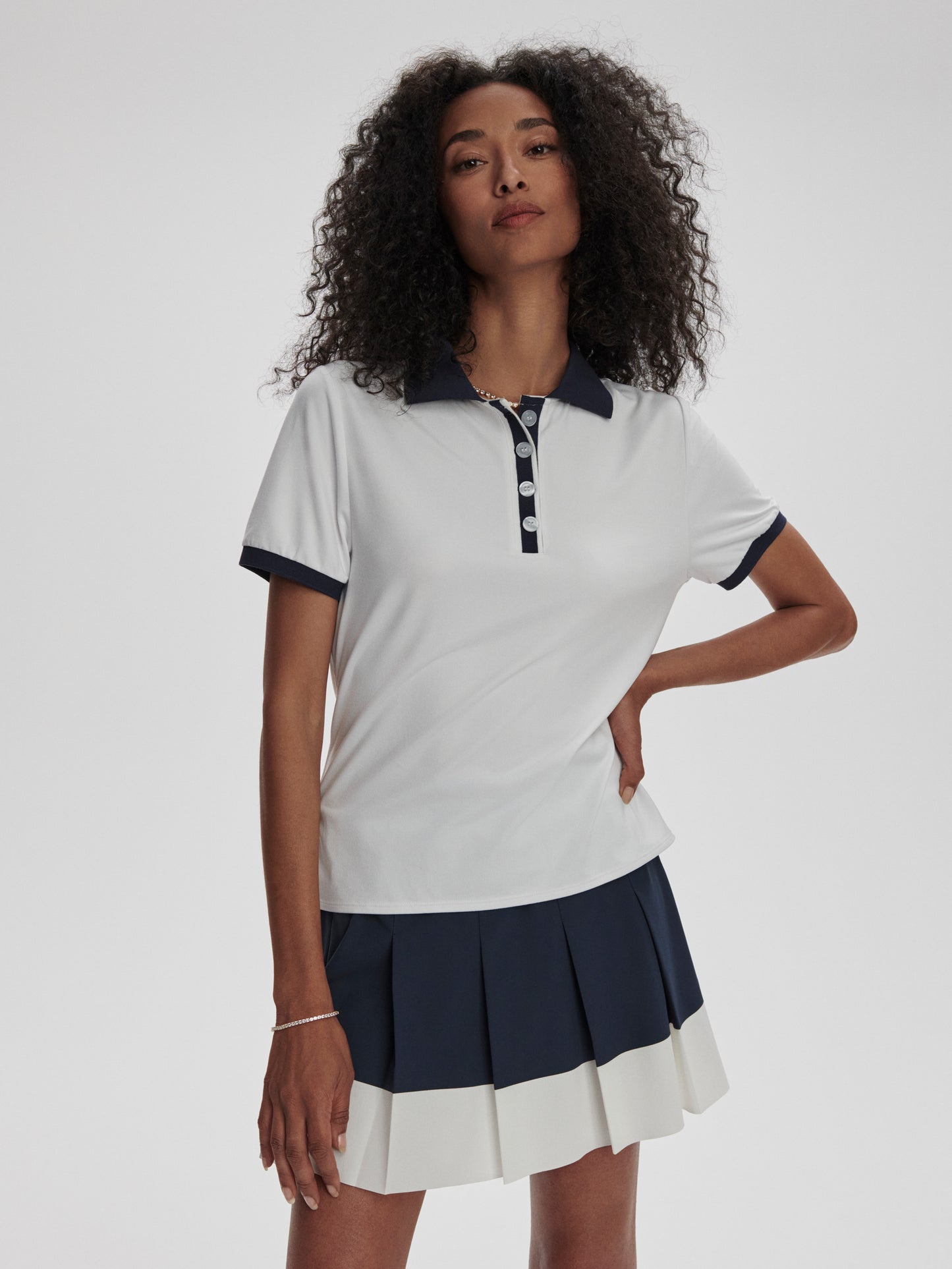 Wisley Performance Polo - White/Blue Nights